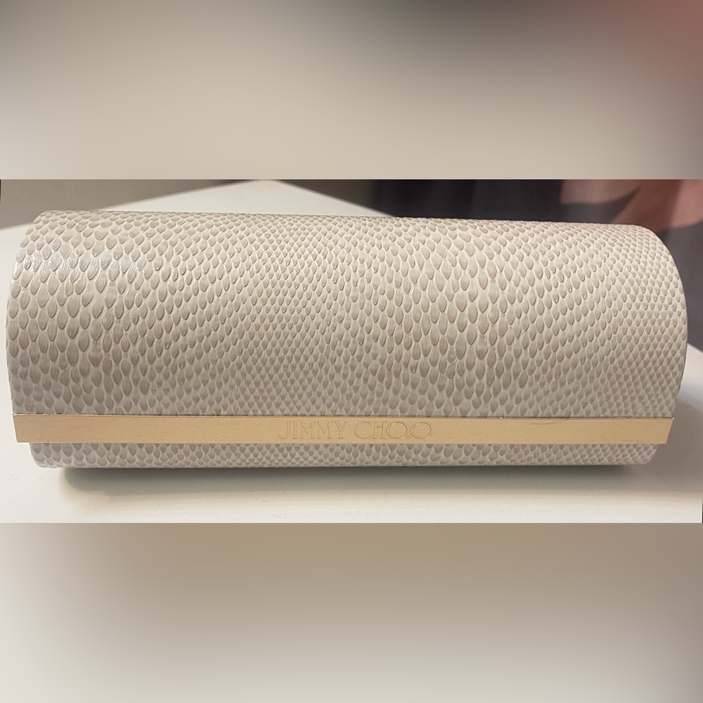 Jimmy Choo Oval Snakeskin Sunglasses Case or Clutch w/Cleaning Cloth•NWOT